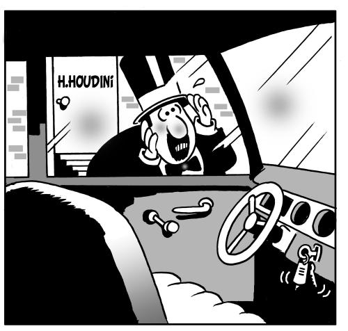 Cartoon: Houdinis car keys (medium) by toons tagged locksmith,houdini,cars,escapeoligist