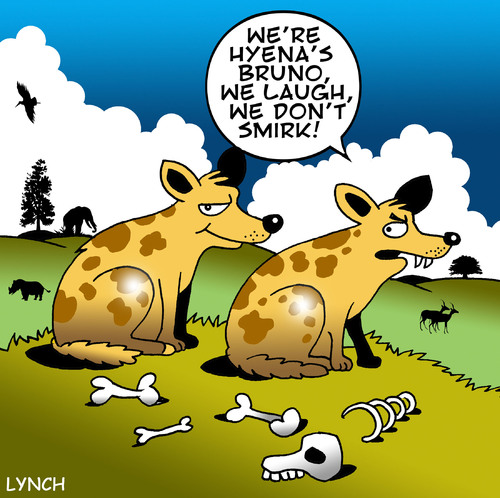 Cartoon: Hyenas (medium) by toons tagged laughing,hyena,animals,wild,africa,dogs,african,hunters,smile,smirk,giggle