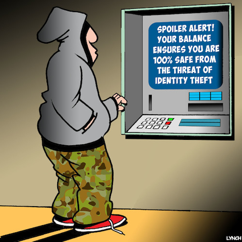Cartoon: Insufficient funds (medium) by toons tagged spoiler,alert,identity,theft,atm,machine,bank,accounts,insufficient,funds,hoodie,spoiler,alert,identity,theft,atm,machine,bank,accounts,insufficient,funds,hoodie