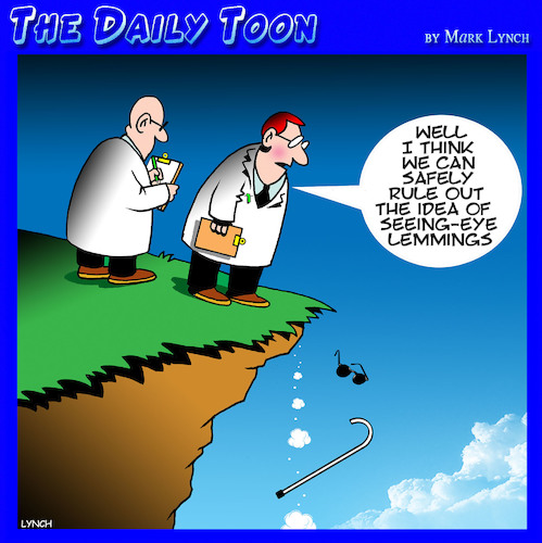 Cartoon: Lemmings (medium) by toons tagged seeing,eye,dogs,blind,lemmings,researchers,disabled,seeing,eye,dogs,blind,lemmings,researchers,disabled
