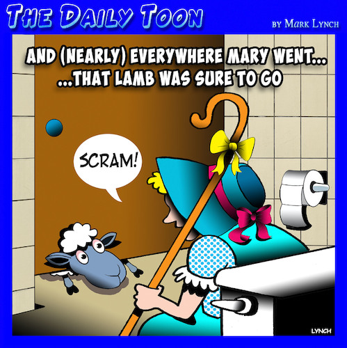 Cartoon: Mary had a little lamb (medium) by toons tagged fairy,tales,sheep,toilet,cubicle,fairy,tales,sheep,toilet,cubicle