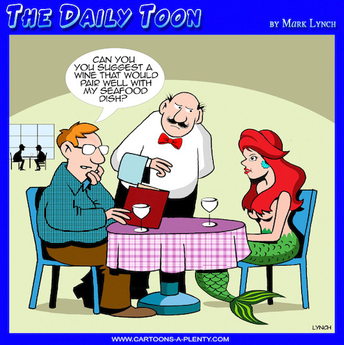 Cartoon: Mermaid (medium) by toons tagged wine,list,mermaids,myths,wine,list,mermaids,myths