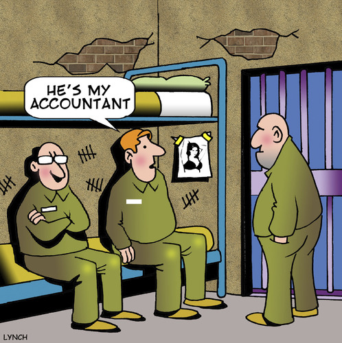 Cartoon: My Accountant (medium) by toons tagged prison,lawyers,jail,accountant