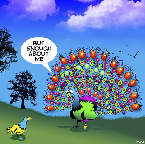 Cartoon: Narcissism Peacock (medium) by toons tagged peacocks,narcissism,birds,show,off,peacocks,narcissism,birds,show,off