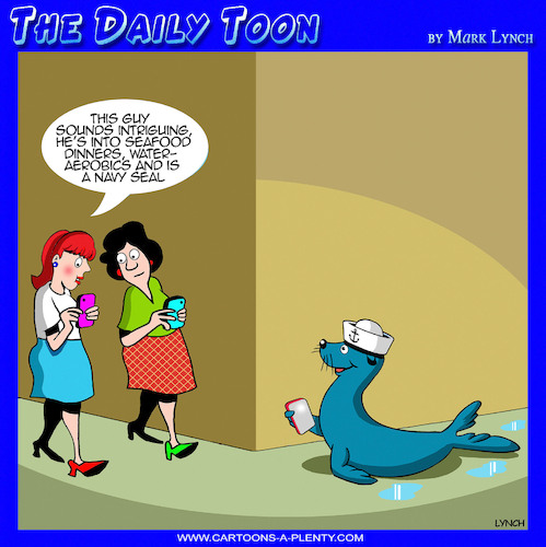 Cartoon: Navy seal (medium) by toons tagged tinder,seals,blind,date,seafood,tinder,seals,blind,date,seafood