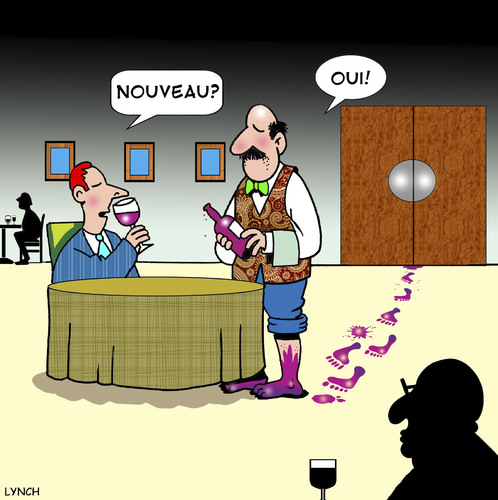 Cartoon: Nouveau wine (medium) by toons tagged wine,waiter,connoisseur,grapes,vino