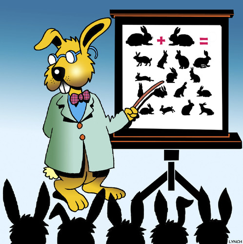 Cartoon: One plus One (medium) by toons tagged rabbits,mathematics,children,one,rabbits,mathematics,sex,children