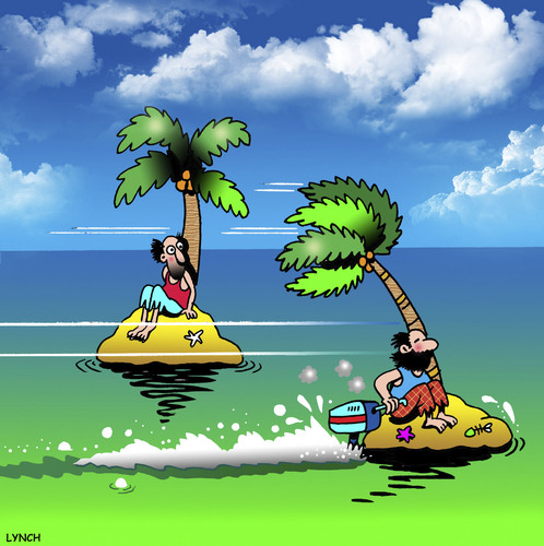Cartoon: outboard escape (medium) by toons tagged desert,island,outboard,motor,escape