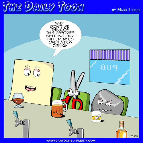 Cartoon: Paper scissors rock (medium) by toons tagged conflict,resolution,games,pubs,conflict,resolution,games,pubs