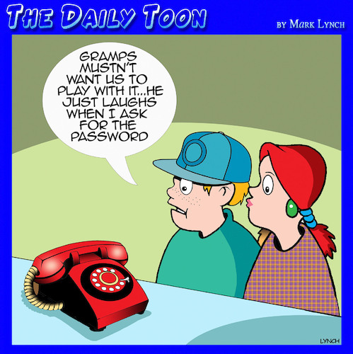 Cartoon: Passwords (medium) by toons tagged old,phones,grandparents,old,phones,grandparents