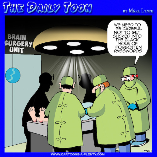 Cartoon: Passwords (medium) by toons tagged brain,surgery,usernames,black,holes,brain,surgery,usernames,black,holes