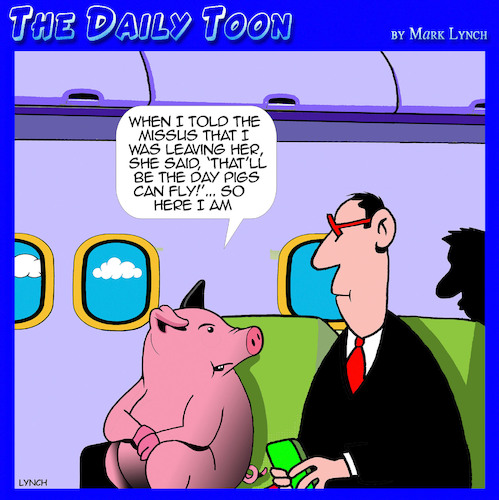 Cartoon: Pigs will fly (medium) by toons tagged pigs,flying,divorce,pigs,flying,divorce