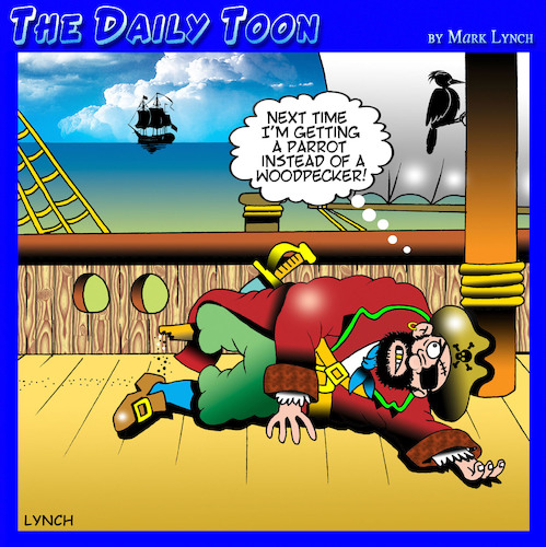 Cartoon: Pirates (medium) by toons tagged woodpecker,parrot,pirates,wooden,leg,woodpecker,parrot,pirates,wooden,leg