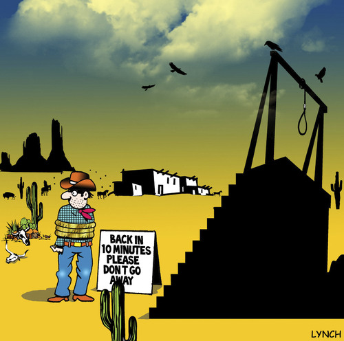 Cartoon: Please wait (medium) by toons tagged hanging,wild,west,cowboys,noose,hangman