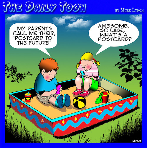 Cartoon: Postcard (medium) by toons tagged kids,postcards,sandpit,kids,postcards,sandpit