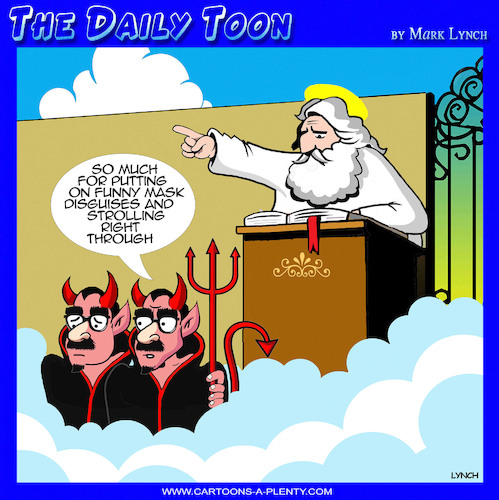 Cartoon: Satan (medium) by toons tagged groucho,masks,lucifer,st,peter,gates,of,heaven,groucho,masks,lucifer,st,peter,gates,of,heaven