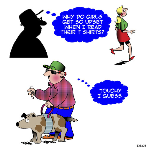 Cartoon: Seeing eye dog (medium) by toons tagged blind,man,seeing,eye,dog,breasts,blind,man,seeing,eye,dog,breasts