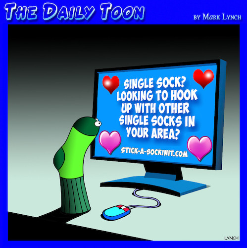 Cartoon: Single sock (medium) by toons tagged socks,tinder,dating,sites,lost,sock,socks,tinder,dating,sites,lost,sock