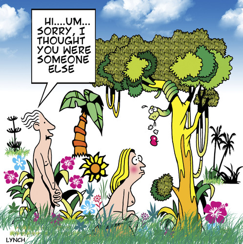Cartoon: sorry (medium) by toons tagged adam,and,eve,garden,of,eden,dating