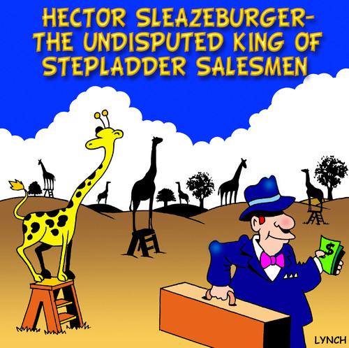 Cartoon: stepladder (medium) by toons tagged salesman,sales,giraffe,animals,africa