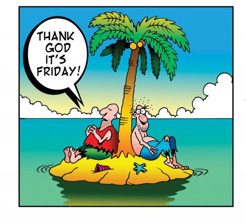 Cartoon: thank god its friday (medium) by toons tagged tgif,desert,island,cartoons,weekends,thank,god,its,friday