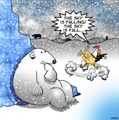 Cartoon: The sky is falling (medium) by toons tagged chicken,little,fairy,tales,polar,bears,arctic,chicken,little,fairy,tales,polar,bears,arctic