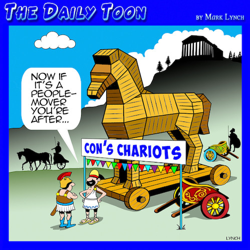 Cartoon: Trojan horse (medium) by toons tagged ancient,greece,transport,trojan,horse,used,cars,chariots,ancient,greece,transport,trojan,horse,used,cars,chariots