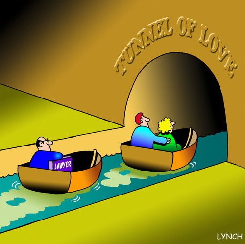 Cartoon: tunnel of love (medium) by toons tagged lawyers,tunnel,of,love,divorce,relationships