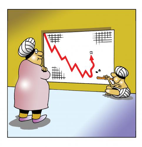 Cartoon: up please (medium) by toons tagged snake,charmerindia,pakistan,economy,graph,finance,snakes,recession,turban