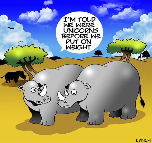 Cartoon: Used to be Unicorns (medium) by toons tagged unicorns,rhinos,african,animals,fat,obese,overweight,unicorns,rhinos,african,animals,fat,obese,overweight