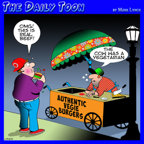 Cartoon: Vegetarians (medium) by toons tagged vegans,veggie,burgers,vegans,veggie,burgers