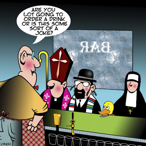 Cartoon: Walk into a bar (medium) by toons tagged rabbi,classic,jokes,priest,nun,duck,rabbi,classic,jokes,priest,nun,duck