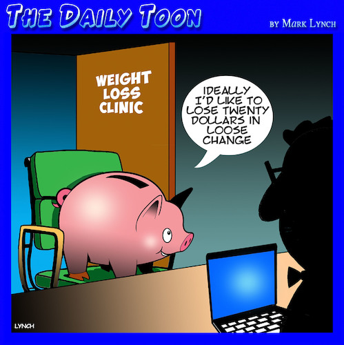 Cartoon: Weight loss clinic (medium) by toons tagged piggy,bank,weight,loss,obesity,fat,loose,change,dieting,health,piggy,bank,weight,loss,obesity,fat,loose,change,dieting,health