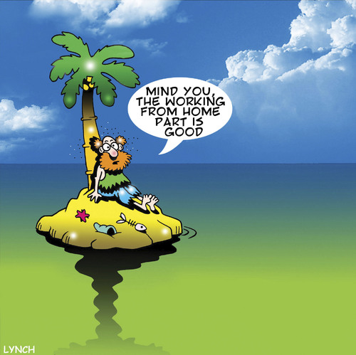 Cartoon: work from home (medium) by toons tagged desert,island,work,from,home,desert,island,work,from,home