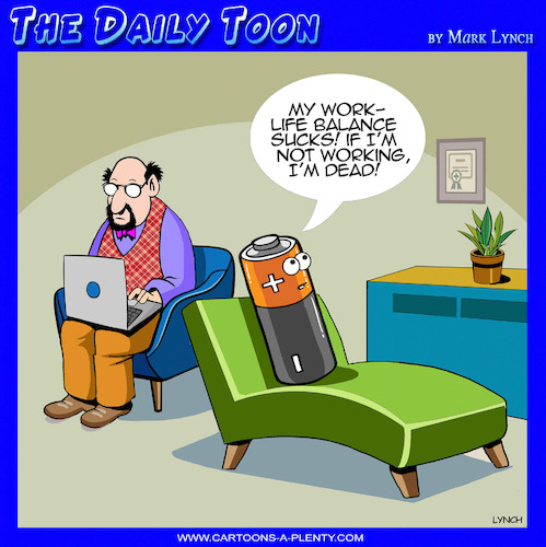 Cartoon: Work life balance (medium) by toons tagged work,play,balance,batteries,work,play,balance,batteries