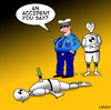Cartoon: an accident (small) by toons tagged crash,test,dummy,accident,crime,police,murder,robots,cars