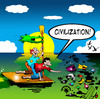 Cartoon: Civilization (small) by toons tagged pollutiom,climate,change,global,warming,co2,oil,spill,civilization,marooned,desert,island