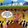 Cartoon: Hell goes solar (small) by toons tagged solar,panels,hell,the,devil,sustainable,energy,heating,fires,and,eternal,damnation,god,heaven,environment,alternative,of,windfarms