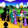 Cartoon: The view (small) by toons tagged lookout,telescope,relationships,peeking,hikers,mountains,echo,point,husbands,love