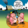 Cartoon: Three of us (small) by toons tagged three little pigs sausages meat swine fairy tales vagabond tramps farm