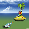 Cartoon: youve got mail (small) by toons tagged mail social networking email message in bottle desert island texting sms