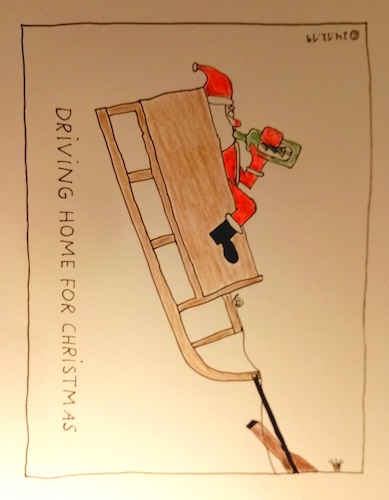 Cartoon: Driving home for Christmas (medium) by Müller tagged weihnachtsmann,santaclaus,santa,drivinghomeforchristmas