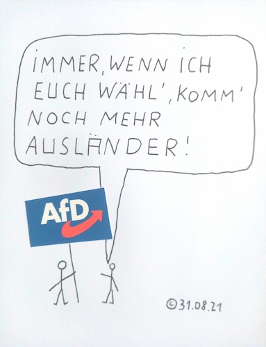 Cartoon: Immer  wenn ich euch wähl (medium) by Müller tagged afd,wahl