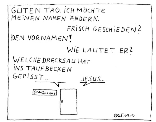 Cartoon: Namensänderung (medium) by Müller tagged taufe,namensänderung,standesamt