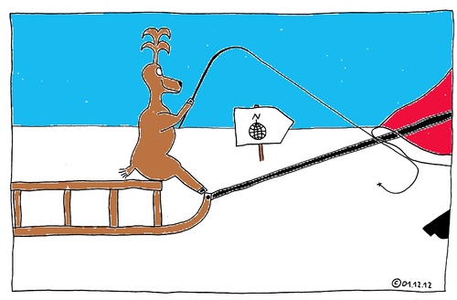 Cartoon: Pol (medium) by Müller tagged santaclaus,santa,weihnachtsmann,whip,peitsche,northpole,nordpol,pole,pol