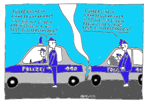 Cartoon: POLIZEI 110 POLIZEI 110 (medium) by Müller tagged polizei,unfall,bullen,alcotest,110