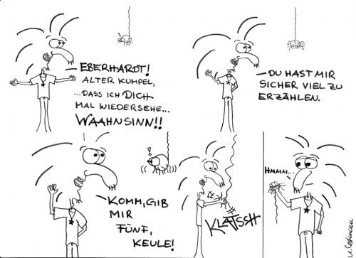 Cartoon: Wiedersehen (medium) by naLe tagged spinne,spider,five,fünf,kumpel,buddy