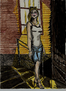 Cartoon: BACK ALLEY CAT (small) by Toonstalk tagged alley,cat,evening,summer,nightime,stroll,girl,mysterious,aware