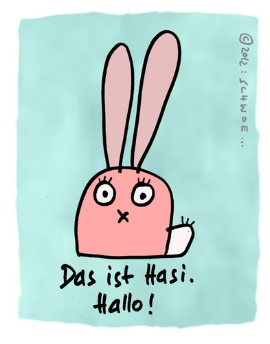 Cartoon: Hasi 1 (medium) by schwoe tagged hase,ohren,süß,rosa,augen