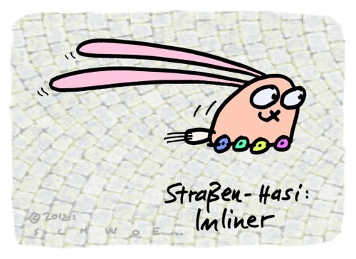 Cartoon: Hasi 54 (medium) by schwoe tagged hasi,hase,schnell,inliner,fahren